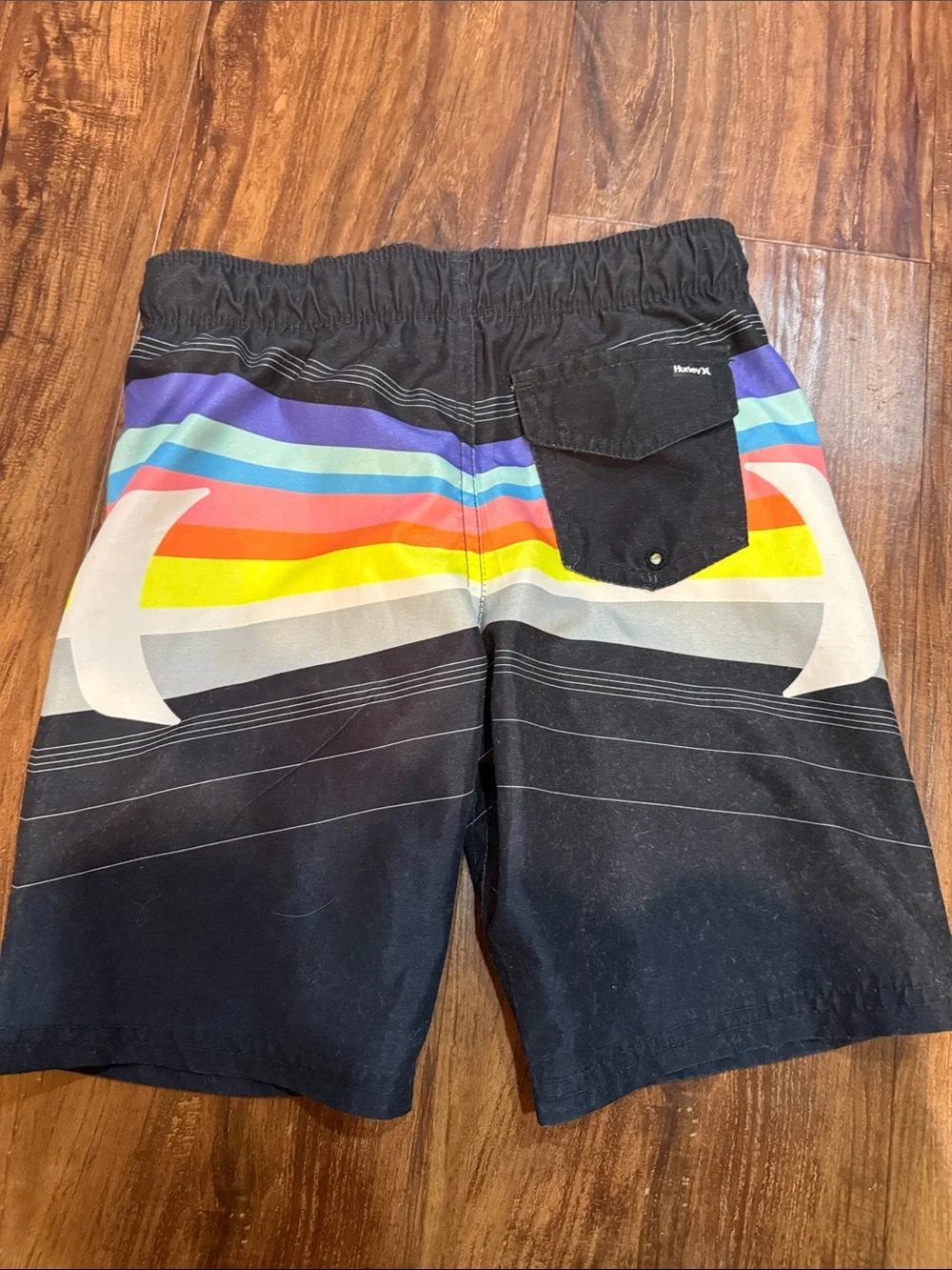 Hurley Black Swim Shorts with Multicolor Waistband